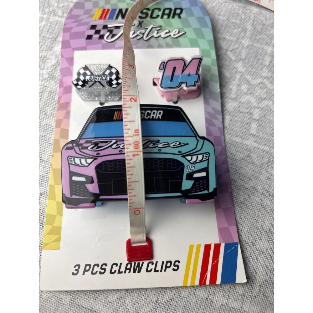 Justice NASCAR Hair Claw Clips Girls Multi Racing Aesthetic 3 Piece Set NEW Y2K